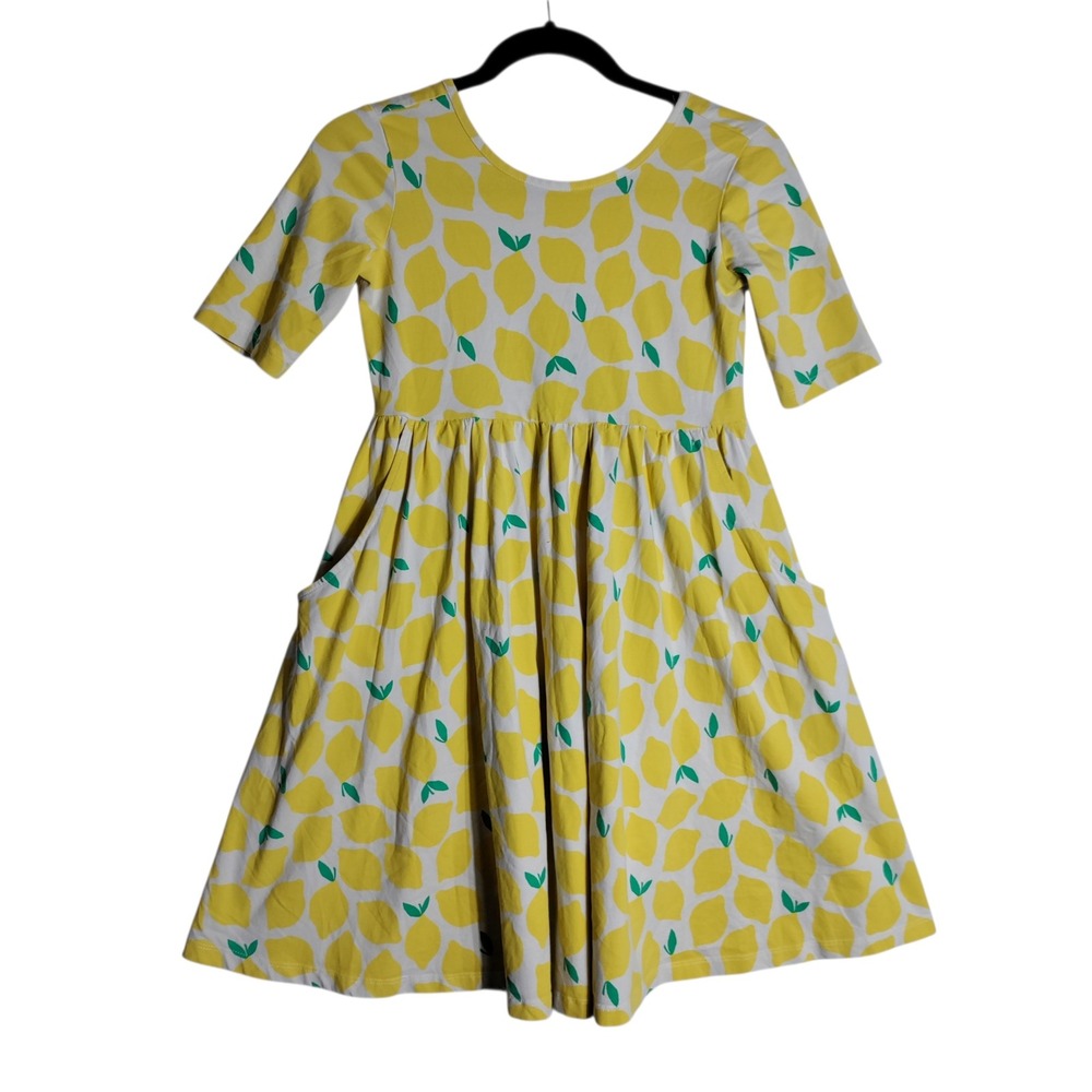 Hanna Andersson Yellow Lemon Print Knit Pocket Dress